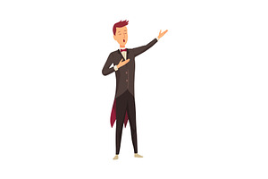 Opera singer in a tuxedo sings with, an Illustration by the8monkey