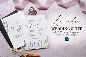 Sweet Lavender Wedding Suite, an Invitation Template by BlueRobinDesignShop