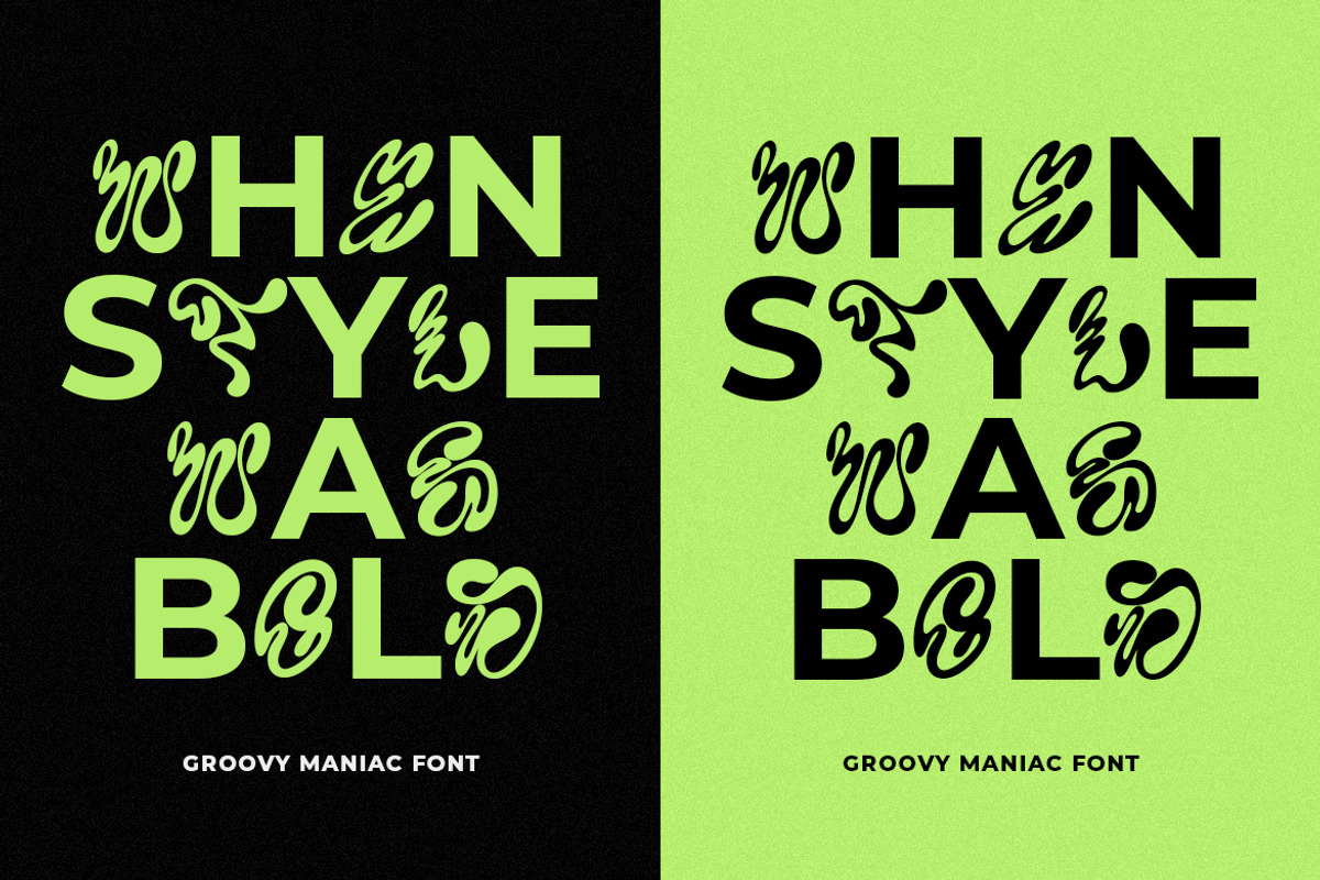 GF Maniac - Weird Display Font, a Handwritten Font by GroovyFontCo (Photo 2 of 7)