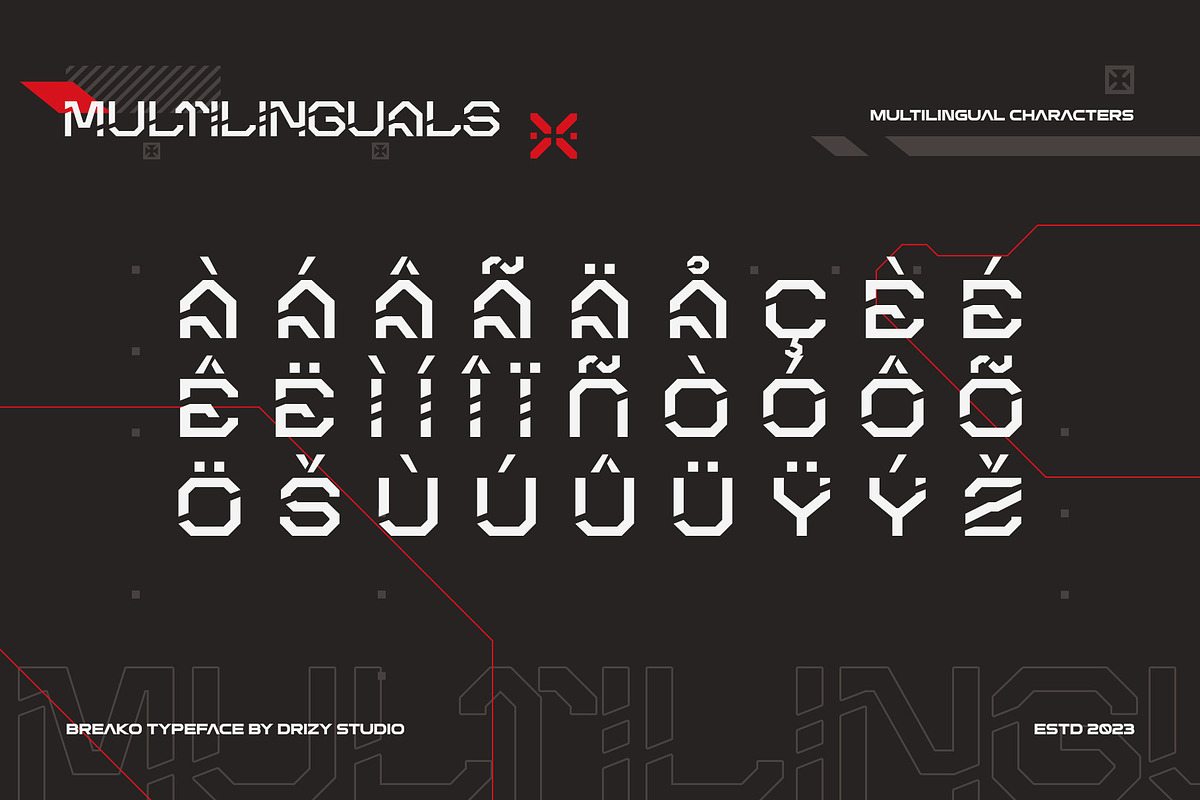 Breako - Futuristic Stencil Font, a Sans Serif Font by Drizy (Photo 4 of 10)