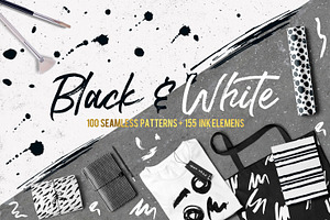 Black&White patterns + ink elements