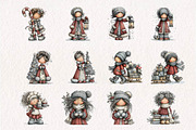 Vintage Christmas Woman PNG Clipart, a Seasonal Illustration by CreationArt (Thumbnail 3 of 7)