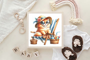 Watercolor Beach Cat Clipart, an Illustration by CraftArtStudio (Thumbnail 6 of 6)