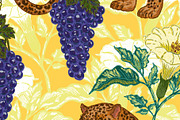Jaguar, Datura & Grapes Pattern, a Pattern Graphic by NayaChu (Thumbnail 5 of 12)