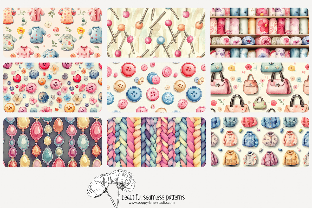 80 seamstress seamless pattern, a Pattern Graphic by Poppy Lane Studio (Photo 4 of 11)