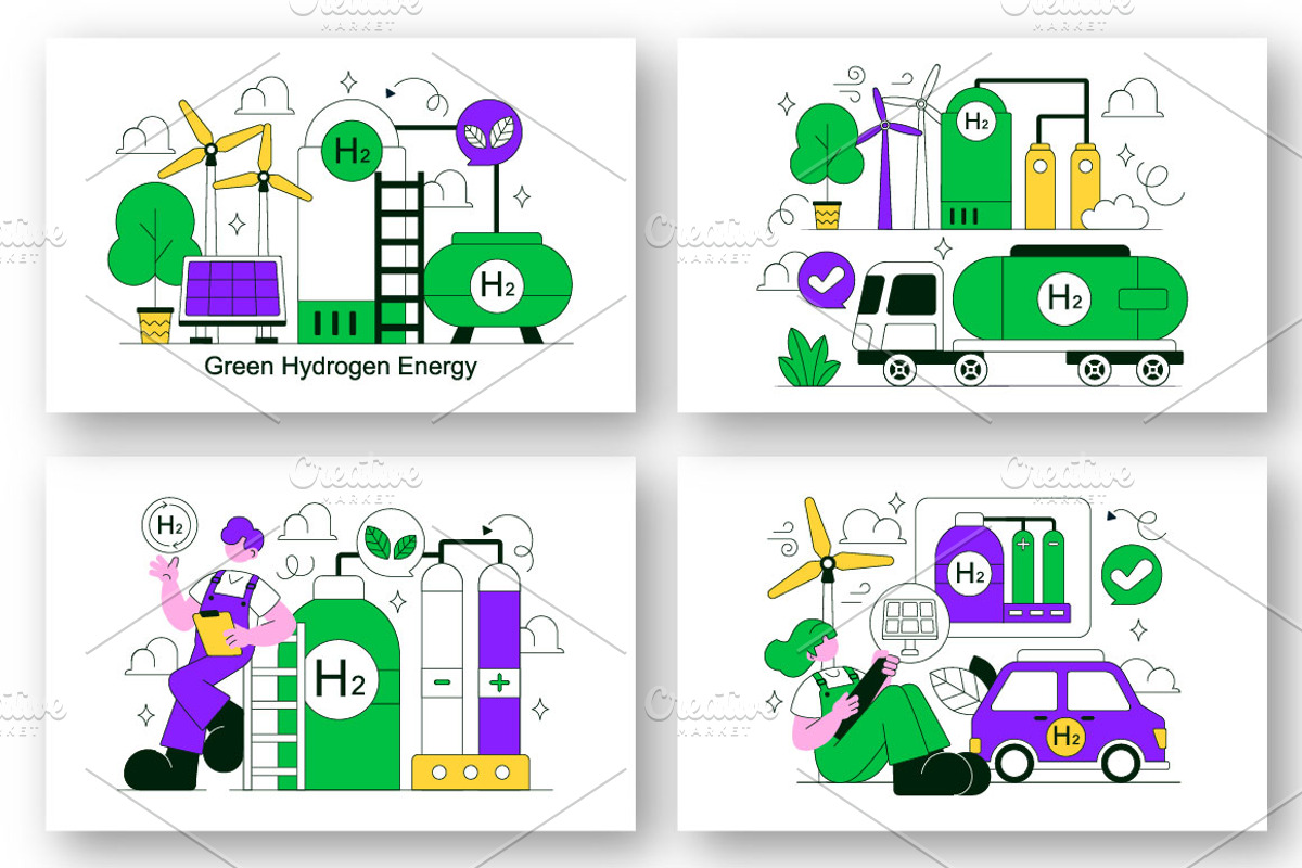10 Green Hydrogen Energy, a Technology Illustration by denayunebgt (Photo 3 of 4)