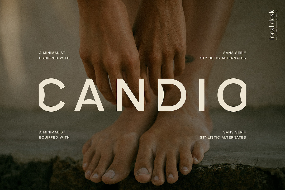 Candio – Cool Sans w. Unique Glyphs, a Sans Serif Font by Local Desk Designstudio (Photo 1 of 9)