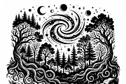 50 Mystical Galaxy Forest Silhouette, a Technology Illustration by Amazin_art (Thumbnail 7 of 26)
