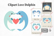 Clipart Love Dolphin, a Graphic by Artnoy (Thumbnail 1 of 5)