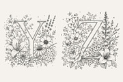 Floral Alphabet Botanical Line Art, a Decorative Illustration by AW Studios (Thumbnail 4 of 6)