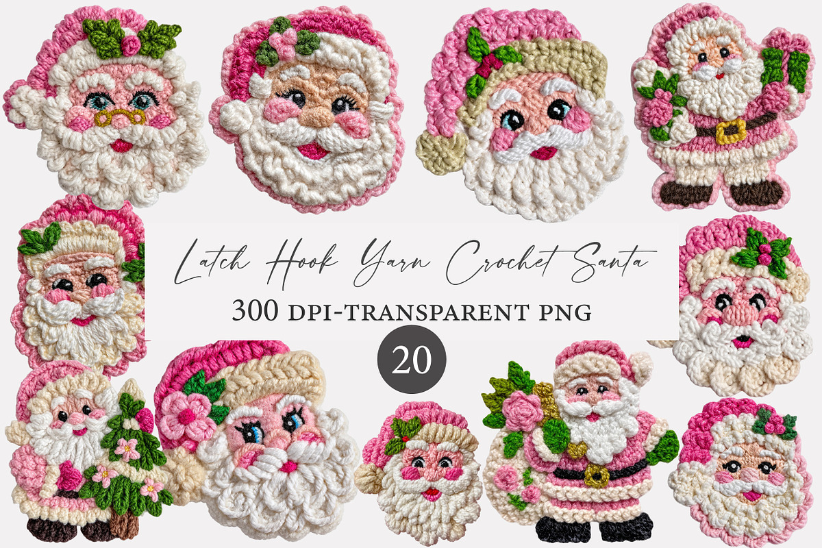 Latch Hook Yarn Crochet Santa clipar, an Illustration by Designworld (Photo 1 of 4)