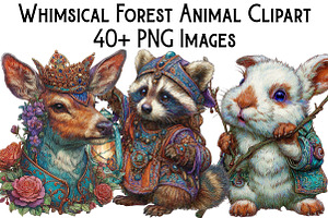 Whimsical Forest Animal Clipart, an Illustration by Pixels.Craft