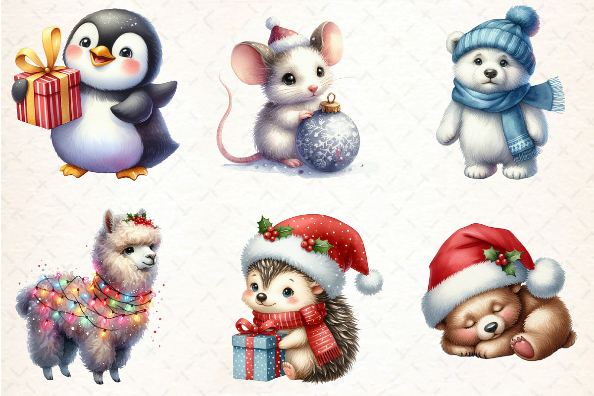 Christmas Animals Clipart, an Illustration by DreamCafeArt (Photo 4 of 8)