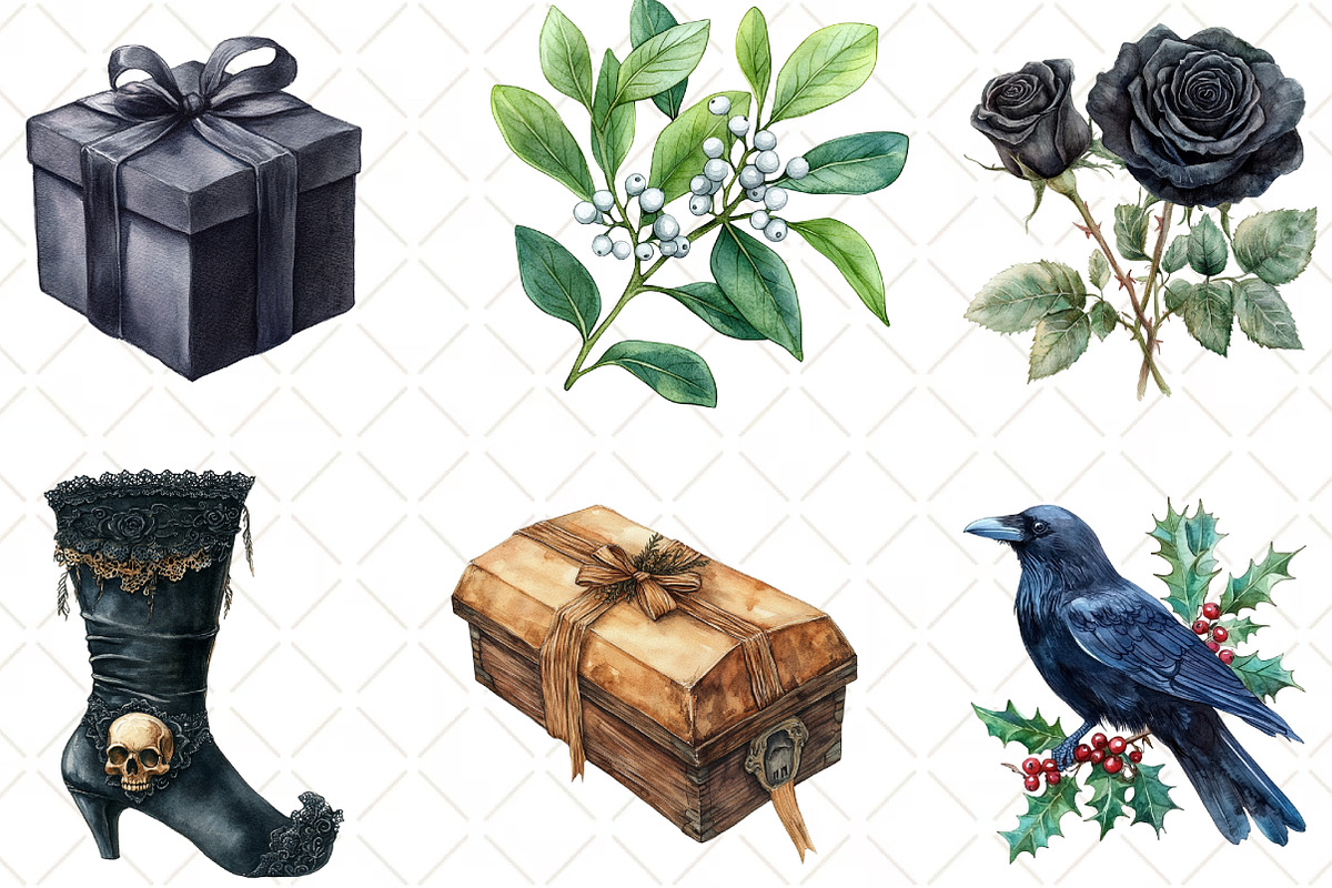Gothic Christmas Clipart, an Illustration by Black Bird Studio (Photo 6 of 6)
