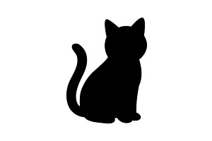 Black silhouette of sitting cat, an Animal Illustration by GraphiShop