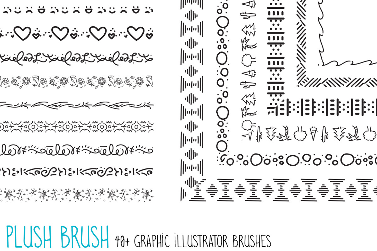 Plush Brush - 40 Graphic AI Brushes preview 2