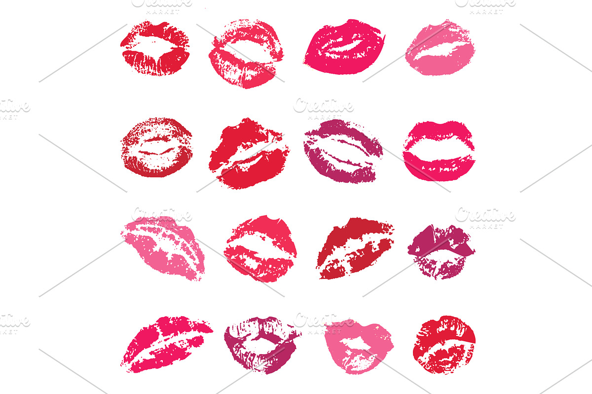 Lipstick kisses. Isolated red female, a Graphic by Valerie Bodnar