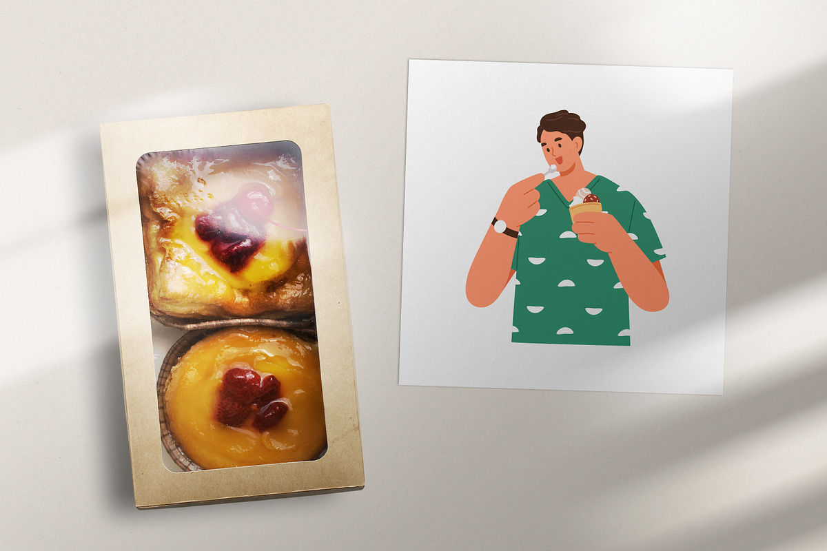 People eating desserts set + banner, a Food Illustration by Good Studio (Photo 7 of 8)
