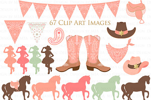 Cowgirl Peach Clipart Pattern