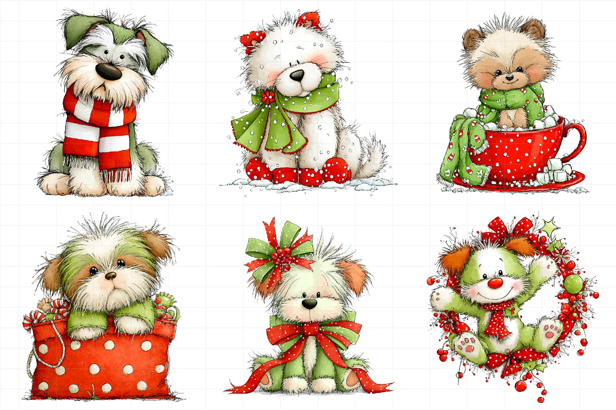 Whimsical Christmas Fluffy Dogs Clip, an Illustration by Daily.Designs (Photo 6 of 8)