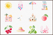 Summer Watercolor Clipart Set, an Illustration by Sublimation Artist (Thumbnail 3 of 6)