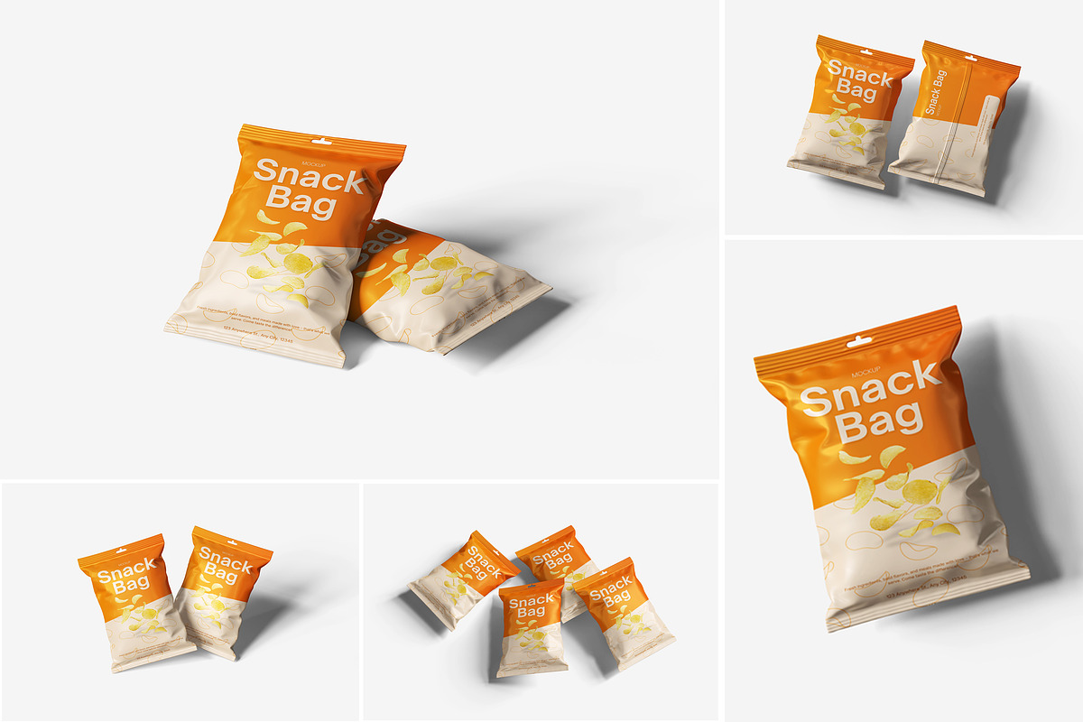 Snack Bag Mockup, a Packaging Mockup by Indah (Photo 1 of 6)