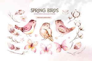 Watercolor Spring Birds Collection