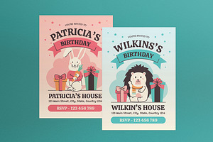 Flat Design Kids Birthday Invitation, a Card Template by graphicook