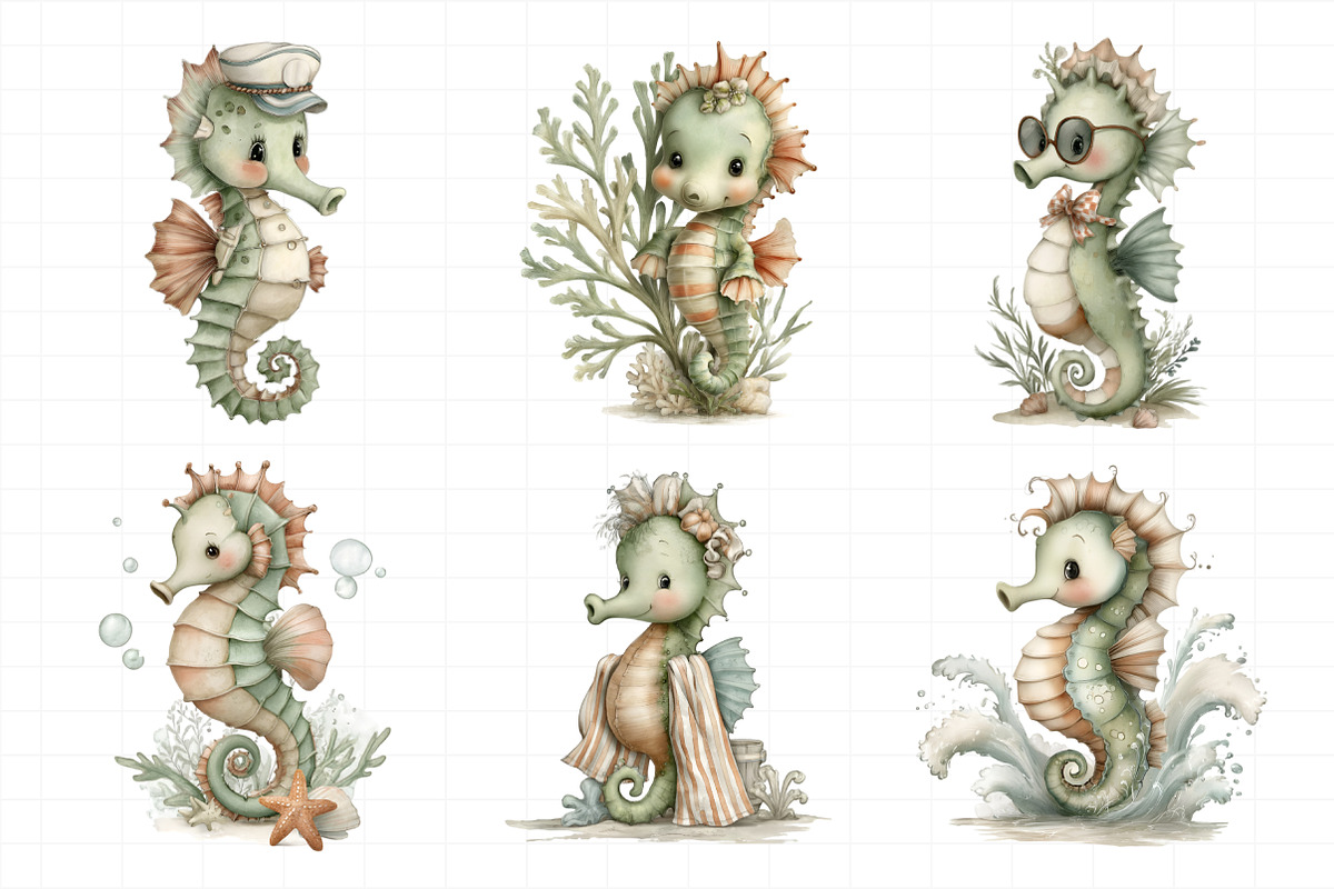 Summer Funny Seahorse Clipart, an Illustration by Daily.Designs (Photo 3 of 8)