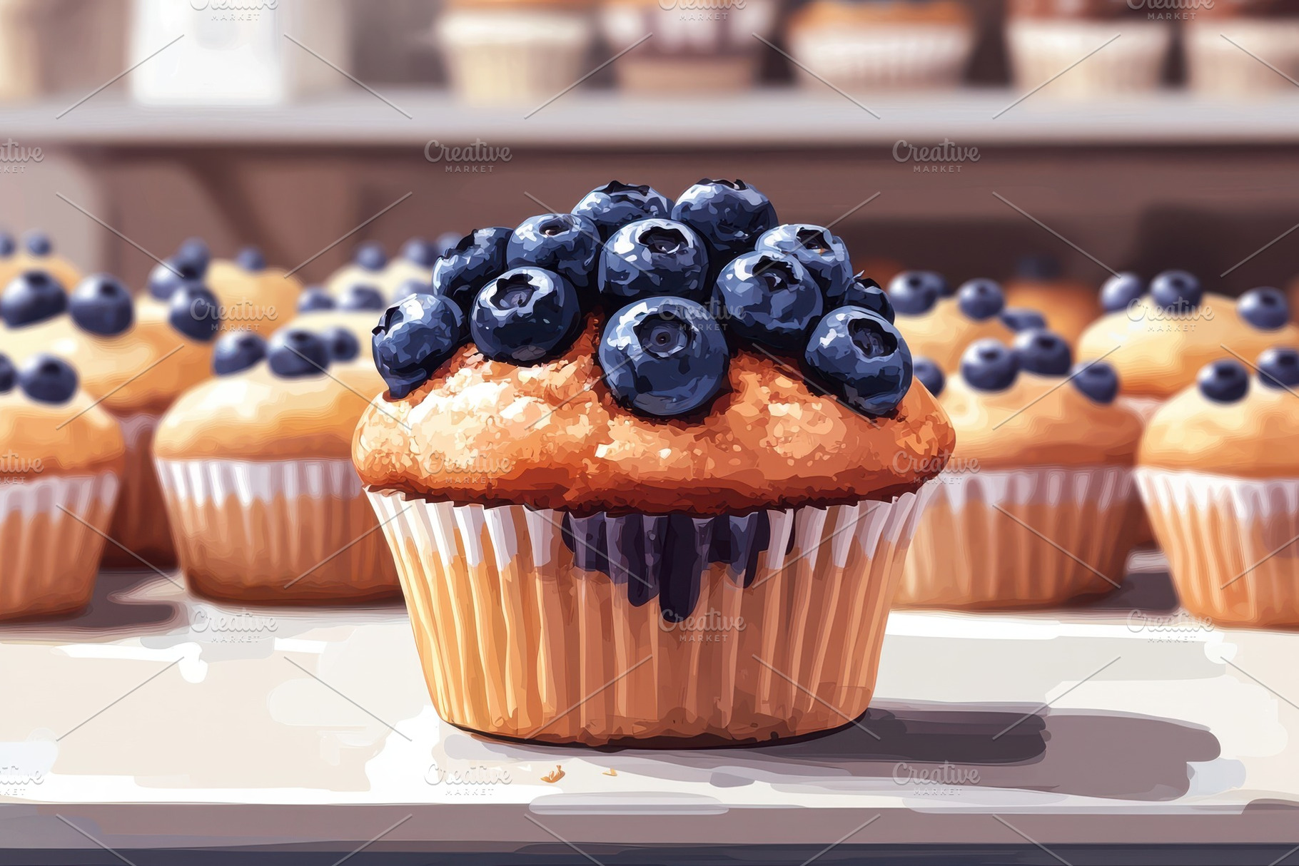 Blueberry Muffin: A tasty treat with, a Background Photo by Pixeness
