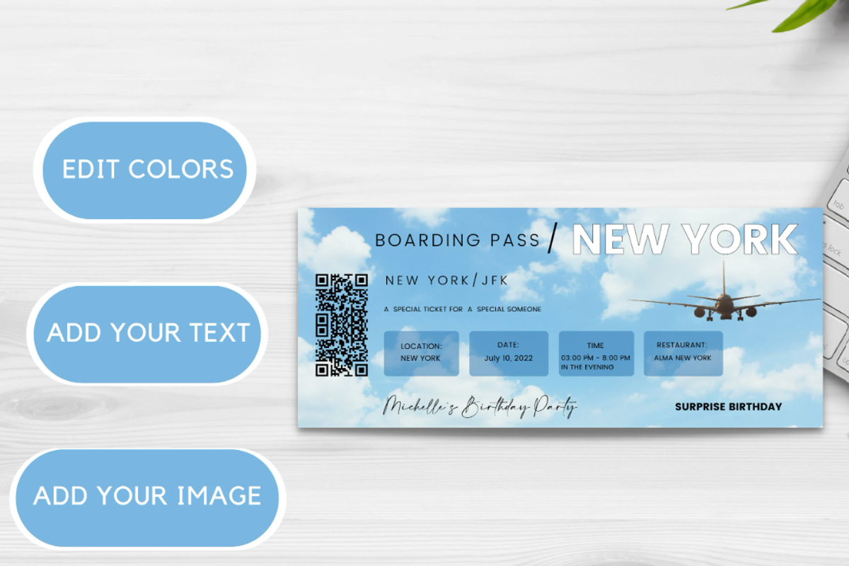 Editable Boarding Pass Template, a Card Template by YasdeyDesigns (Photo 7 of 7)