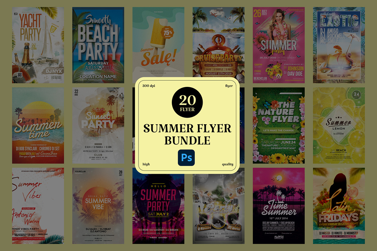 20 Summer Flyer Bundle, a Social Media Template by PopotLane (Photo 1 of 3)