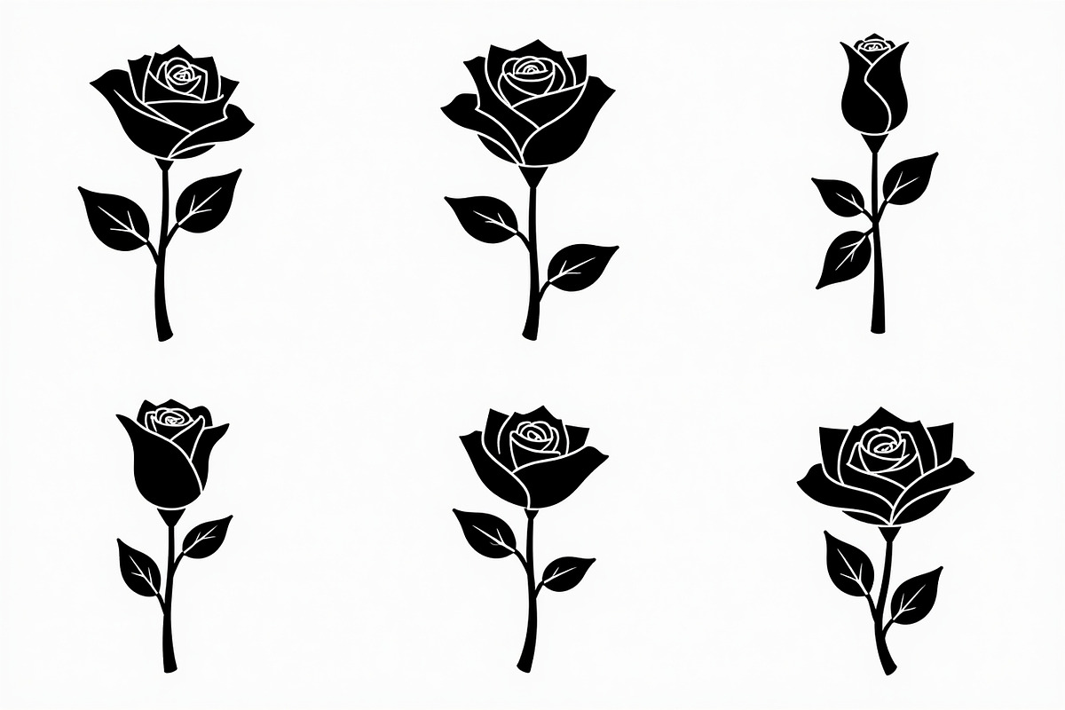 set of vector roses silhouettes, an Illustration by Amazin_art (Photo 16 of 17)