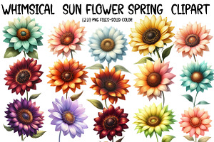 Whimsical Sun flower spring Clipar, an Illustration by Designworld