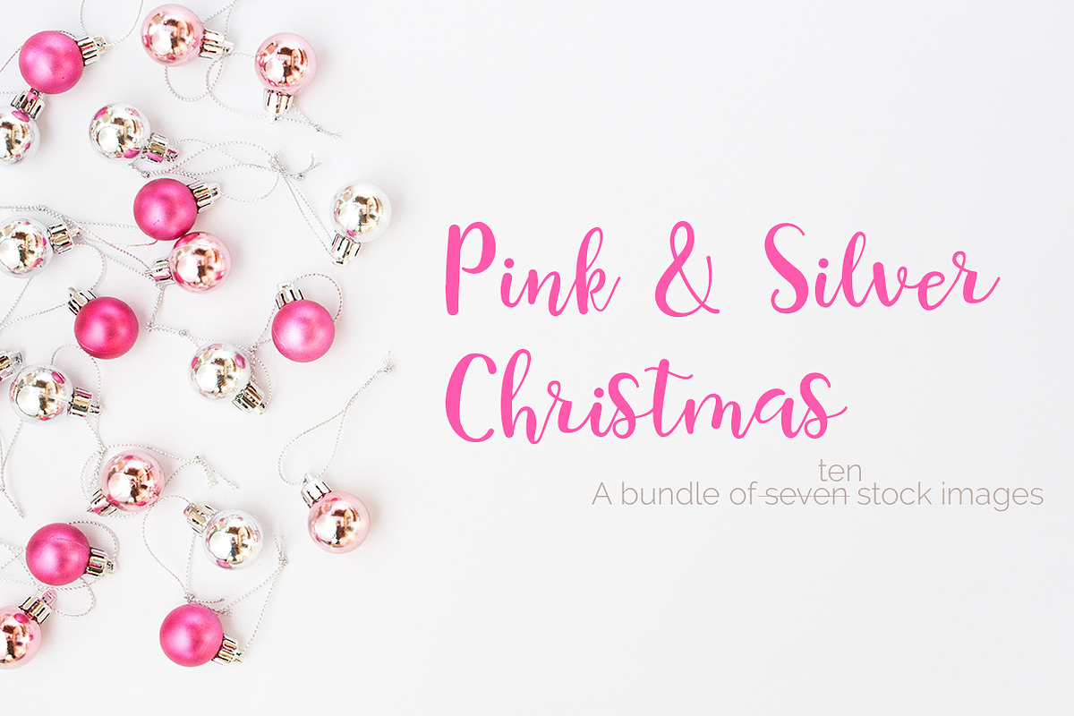 Pink & Silver Christmas Stock Images, a Product Mockup by Kreanille Design (Photo 1 of 4)