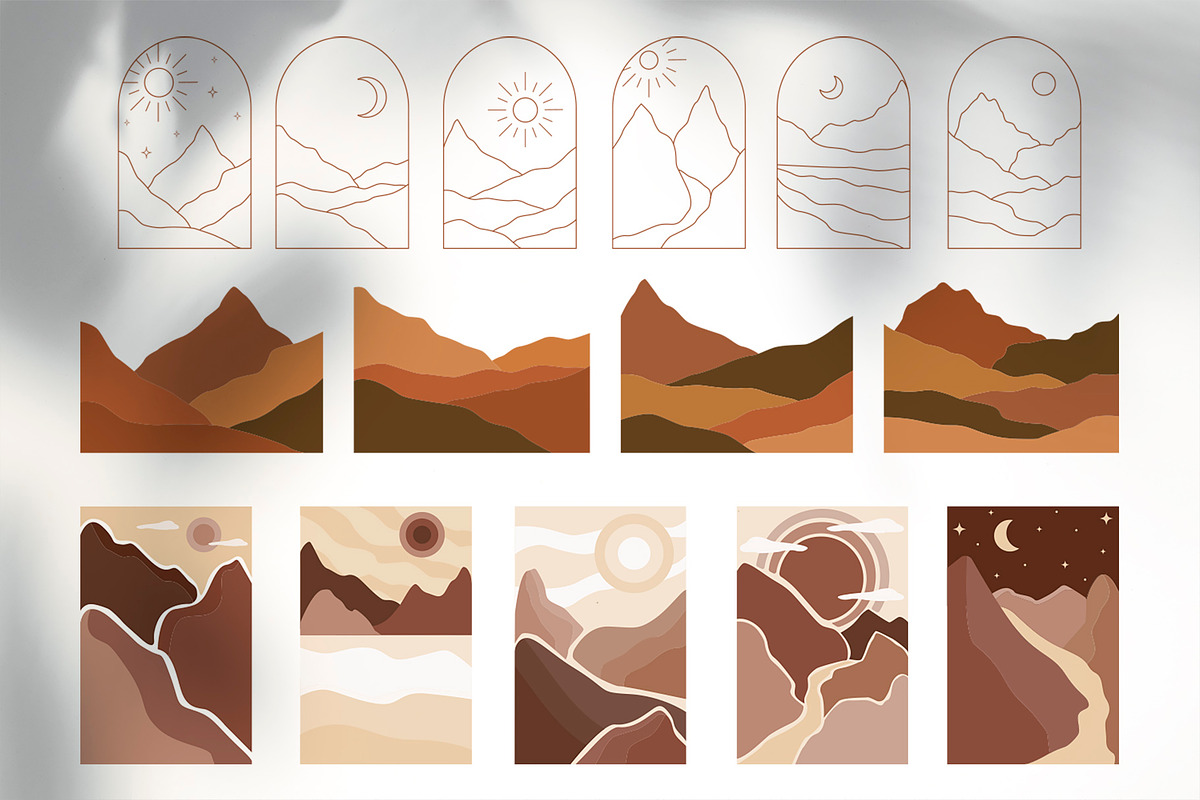 Boho Abstract Landscapes, a Background Graphic by roskque (Photo 7 of 7)