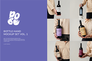 Bottle Hand Mockup Set - Vol 1, a Packaging Mockup by DOBE Studio