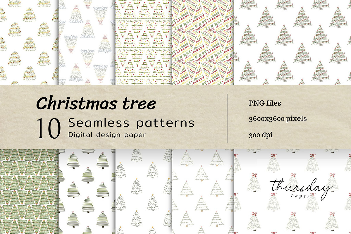 Christmas tree seamless pattern, a Pattern Graphic by Thursdaypaper (Photo 1 of 8)