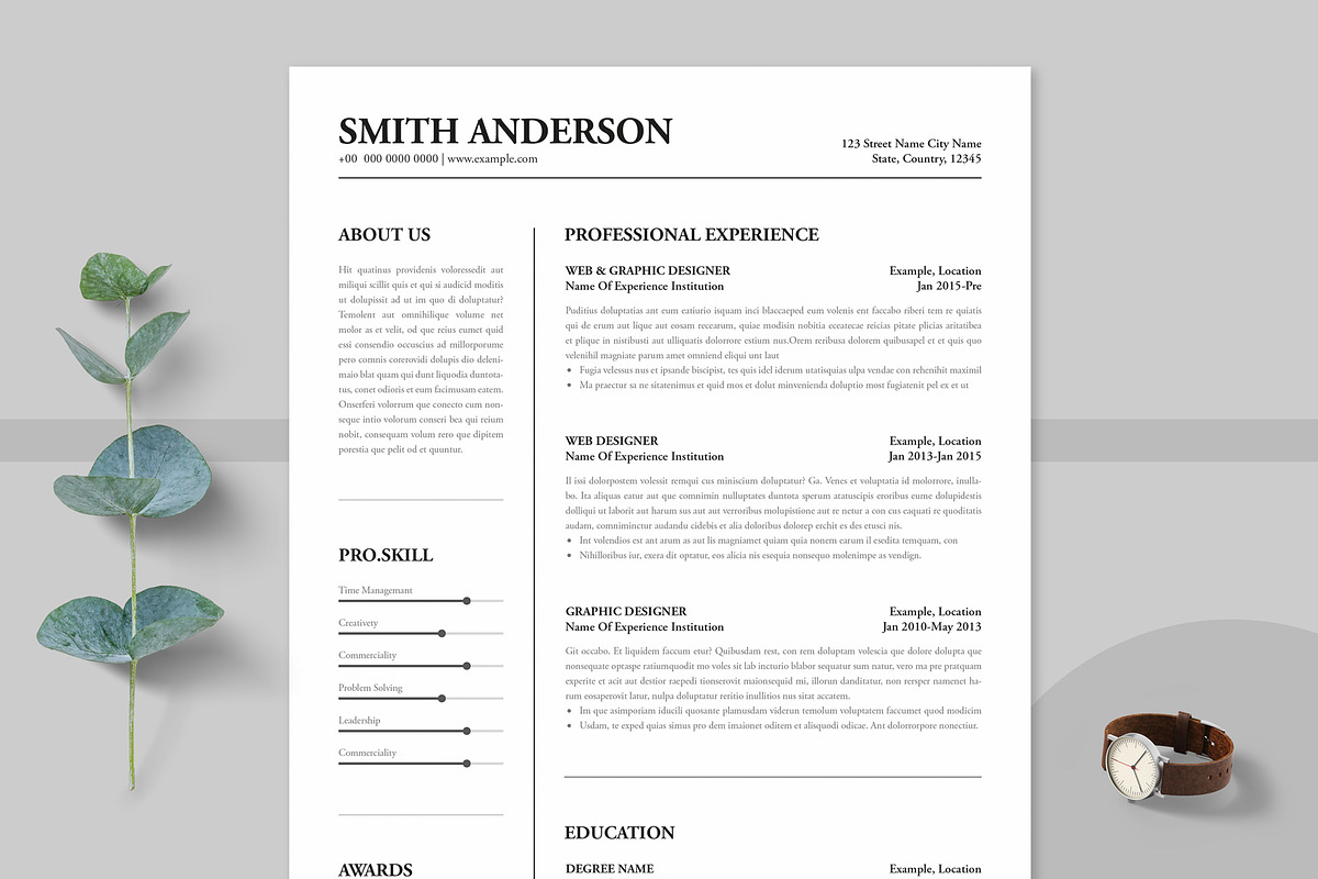 Minimal Resume CV | Canva | Word, a Resume Template by PixelStudio (Photo 5 of 5)