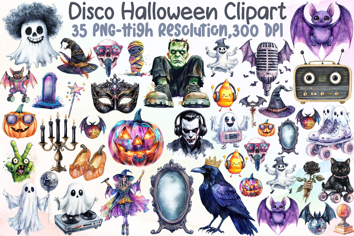 Disco Halloween Clipart, an Illustration by Sublimation Artist (Photo 1 of 6)