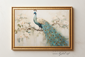 Oil Painting Print Male Peacock