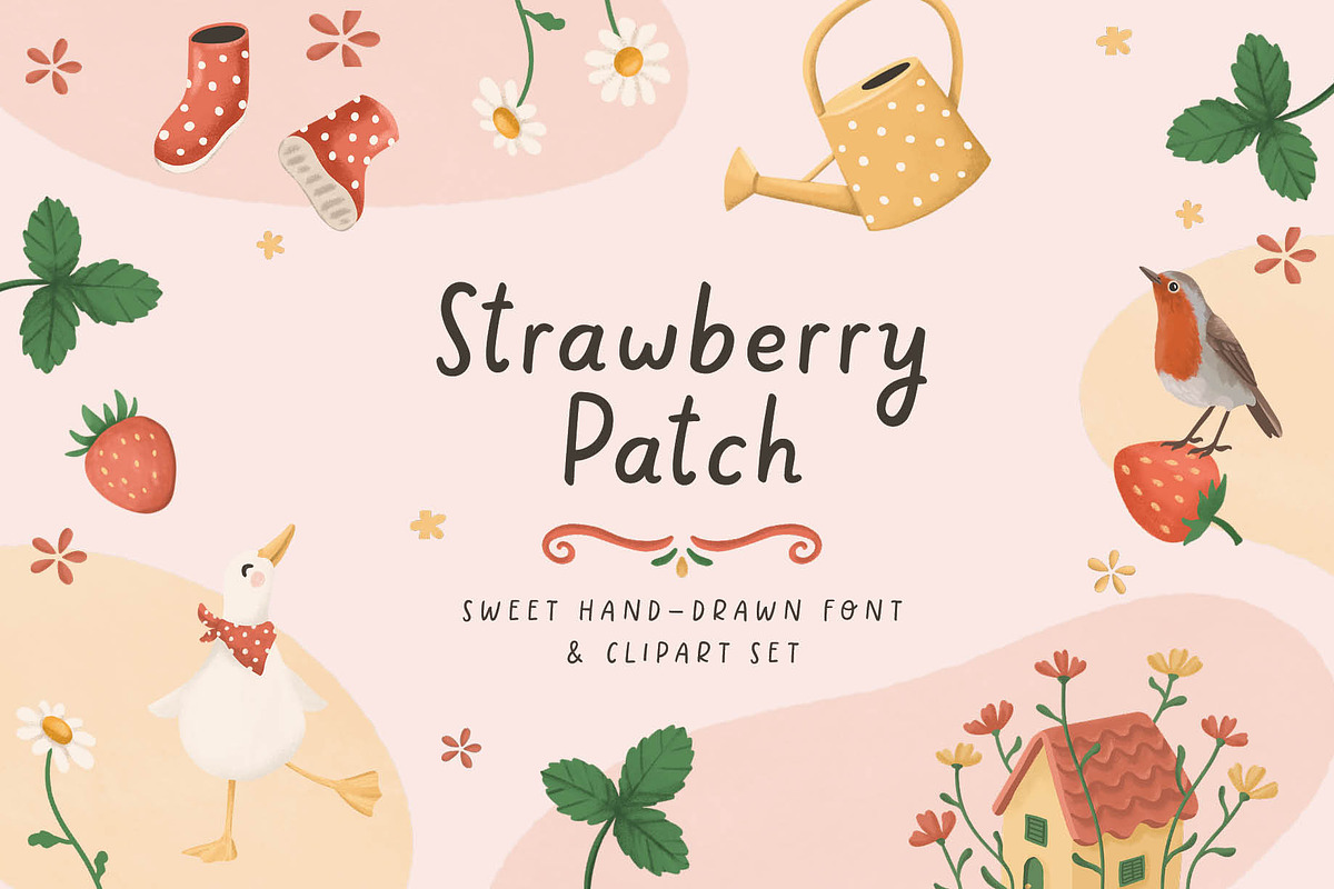 Strawberry Patch - Font & Clipart, a Handwritten Font by Pencil Twist (Photo 1 of 10)