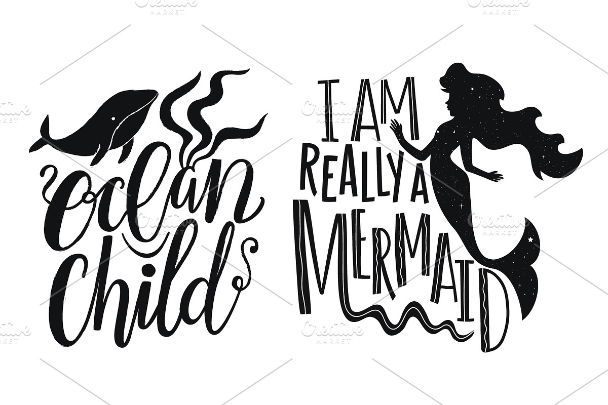 Vector mermaid 11 prints set, an Animal Illustration by JULYMILKS (Photo 3 of 7)
