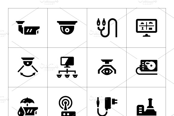 Set Icons Of Video Surveillance