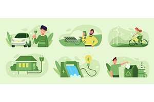 Green technology. People use green, a Technology Illustration by Onyx