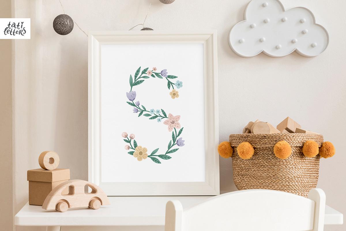 Pastel Floral Alphabet letters, a Decorative Illustration by tatiletters (Photo 8 of 9)