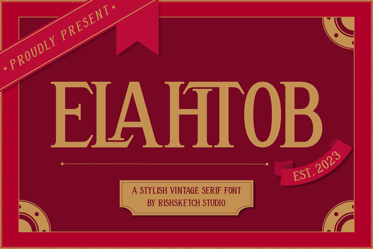 Elahtob, a Serif Font by Rishsketch (Photo 1 of 11)