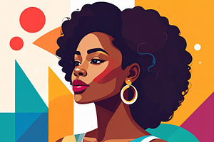 Beautiful black woman surrounded by color blocks background, a Person Illustration by DanFLCreativo