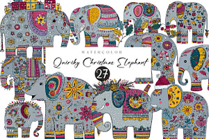 Quirky Christmas Elephant clipart, an Illustration by CreationArt