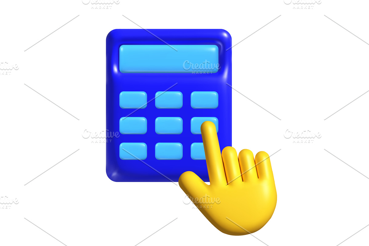 A blue calculator is being pressed, a Technology Illustration by Woters little shop